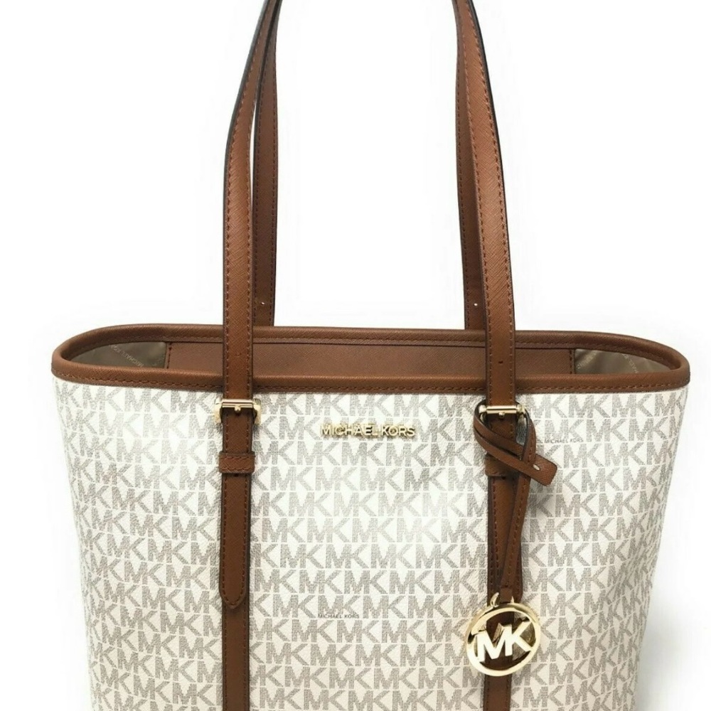 Michael Kors Tan and Cream Signature Tote